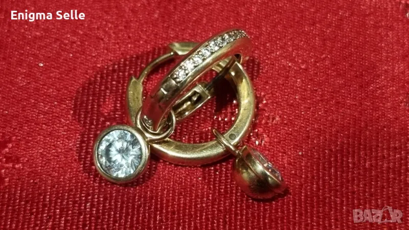 Сребърни обеци с позлата , снимка 1