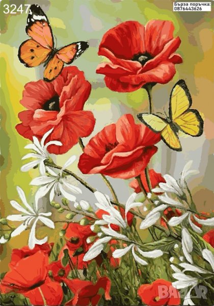 Диамантен гоблен Пеперуди и цветя 1, снимка 1