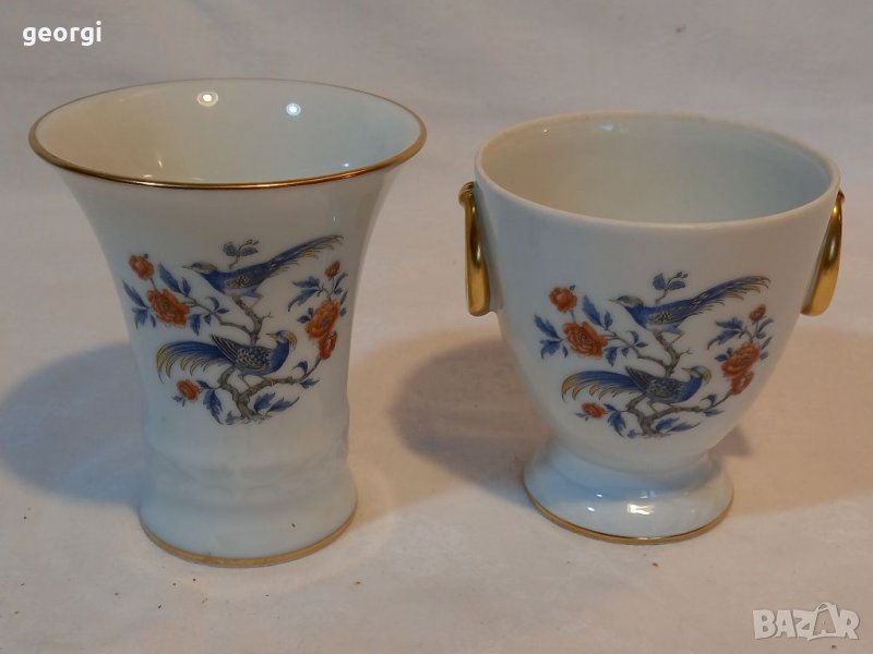 Две вази немски порцелан AK Kaiser райски птици, снимка 1