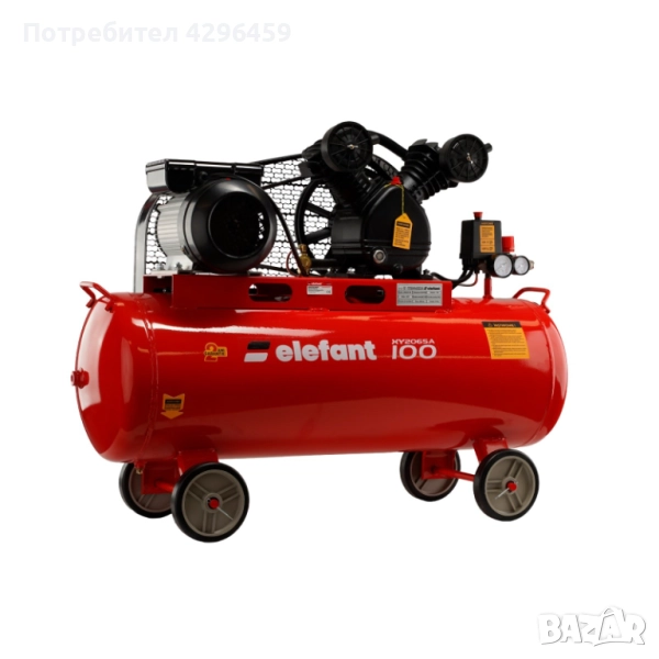 Компресор за въздух 100 л. Elefant XY2065A, маслен, 8 bar, 330 л/мин, 3 к.с., снимка 1