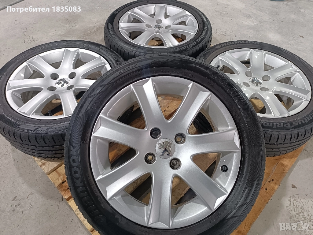 Лети джанти 16ки 4х108 Peugeot + летни гуми 195/55/16 Hankook, снимка 1