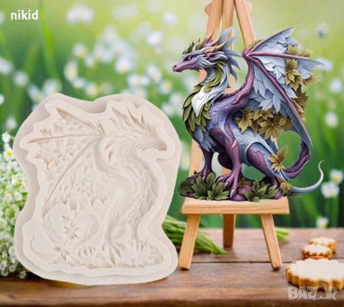 Змей дракон хала чудовище силиконов молд форма фондан шоколад гипс декор, снимка 1