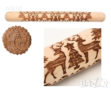 Тънка Коледна дървена Точилка Коледни мотиви елха елени за тесто бисквитки фондан декор, снимка 1