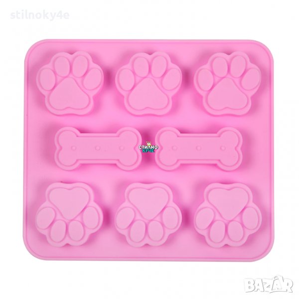 Силиконова готварска форма за отпечатване на лапи и кокали Готварски форми с лапички и кокали, снимка 1