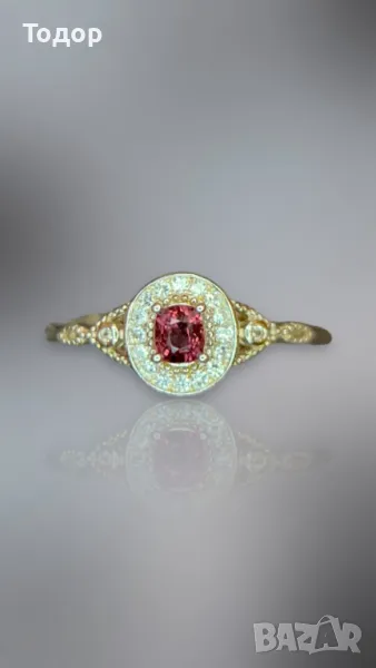 Сребърен пръстен със червен шпинел 0.40 карата, снимка 1