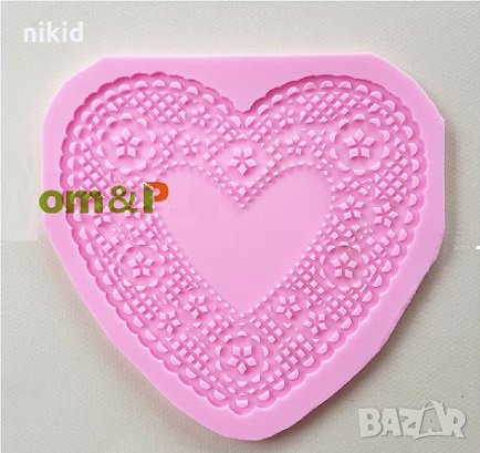 Голямо сърце за дантела силиконов молд форма за украса торта с фондан гъмпейст, снимка 1
