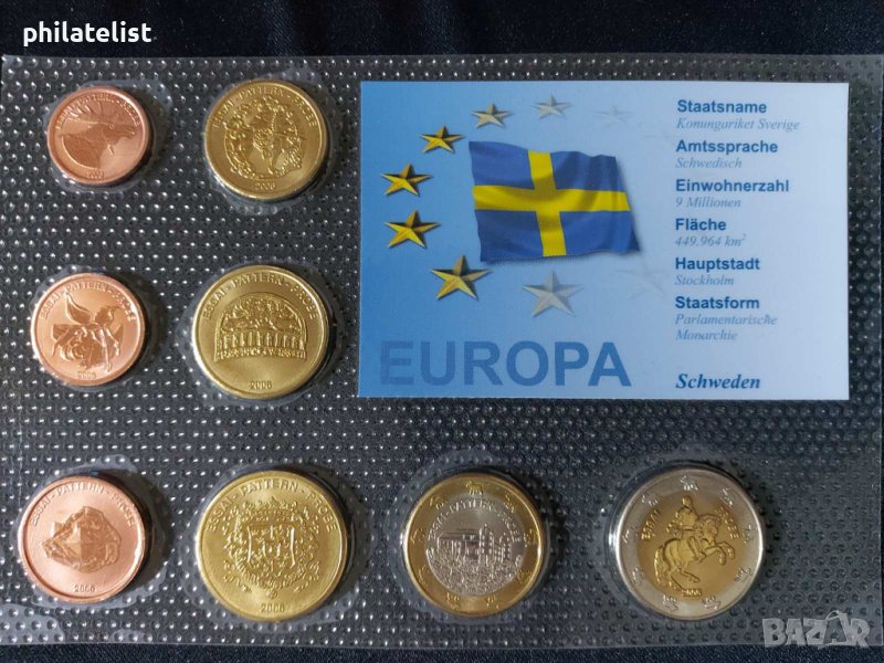 Пробен Евро Сет - Швеция 2006 , 8 монети , снимка 1
