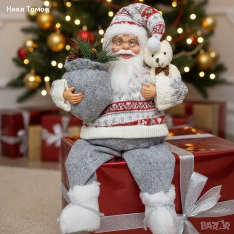 Голям Дядо Коледа с торба и мече - Атмосфера, уют и празничен стил, снимка 1