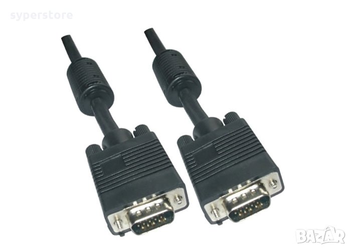 Кабел VGA към VGA 30м + 2 ферит VCom SS001259 Черен, Cable VGA HD15 M/M +2Ferrite, снимка 1