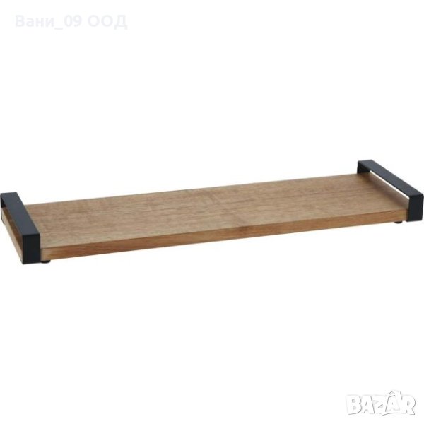 Дървено плато за сервиране с метални дръжки, снимка 1