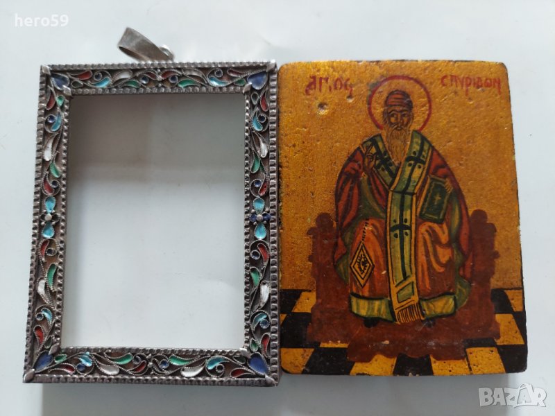 Царска Русия-сребърна 84 икона с емайл/сребро-злато, снимка 1