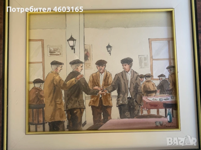 картина среща на приятели в кръчмата 3, снимка 3 - Картини - 54286460