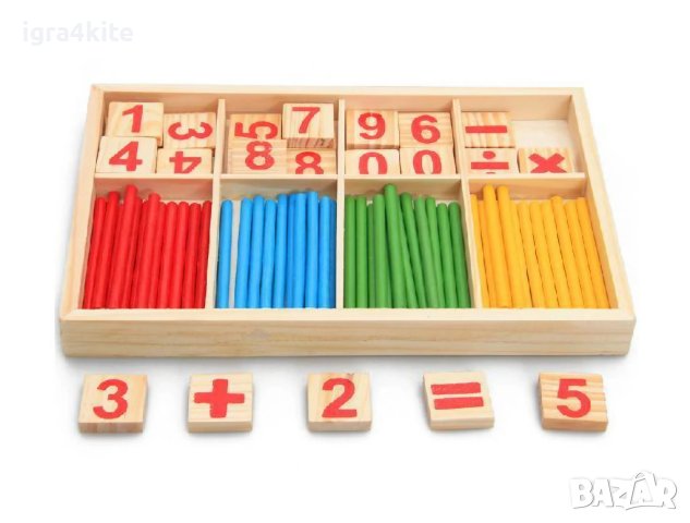 Evergreen Дървено сметало с плочки и пръчици / логическа таблица Абакус математика, снимка 16 - Образователни игри - 42853545