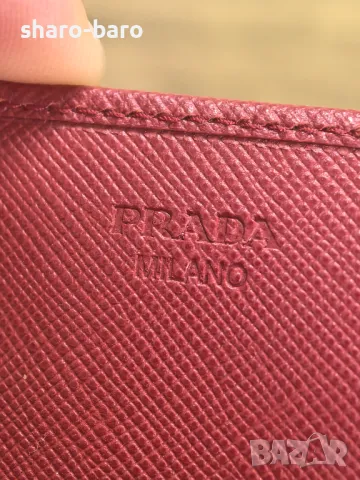 Prada Small Card Case Wallet Red Saffiano , снимка 8 - Портфейли, портмонета - 49383353