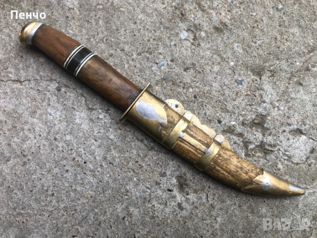 стар български нож "Вълчи зъб" с кания, снимка 3 - Ножове - 50138292