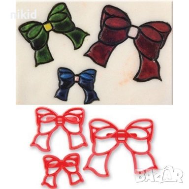 3 панделки панделка пандела пластмасови резци печати форми украса фондан торта декор