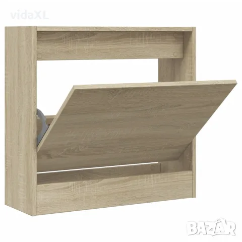 vidaXL Шкаф за обувки, дъб сонома, 60x21x57 см, инженерно дърво