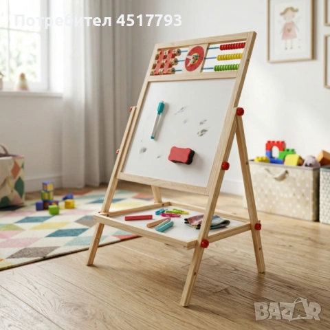 Мултифункционална образователна детска дъска с дървена рамка – за писане, рисуване и обучение, снимка 7 - Образователни игри - 54142412