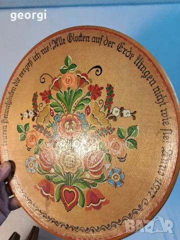 декоративна немска изрисувана дървена чиния за стена   4/4, снимка 4 - Декорация за дома - 49042388