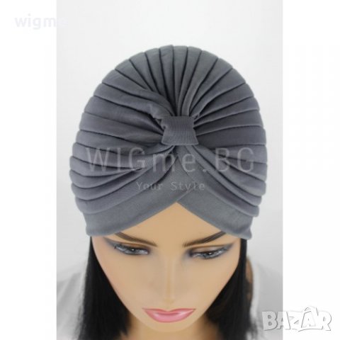 Тюрбан за коса едноцветен тъмносив, снимка 2 - Аксесоари за коса - 37009333