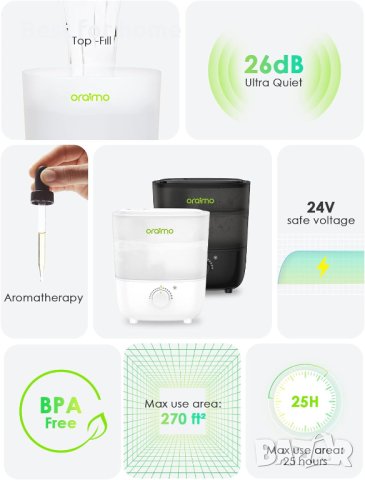 Овлажнители Oraimo 2.5 литра с ЛЕД светлина, снимка 6 - Овлажнители на въздух - 44211235