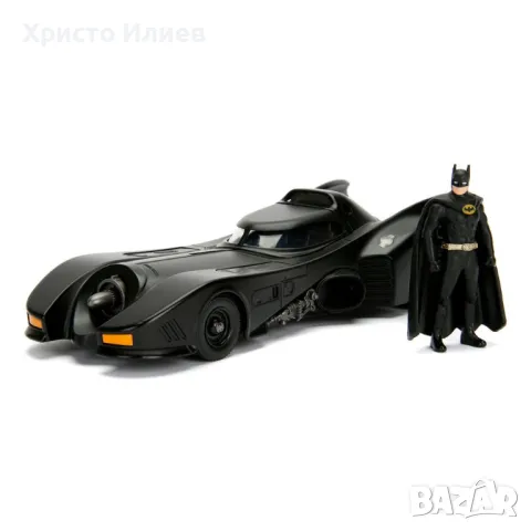 Метална количка кола Батмобил с фигура Батман 1:24 Batman Batmobile 1989г, снимка 11 - Коли, камиони, мотори, писти - 49555187