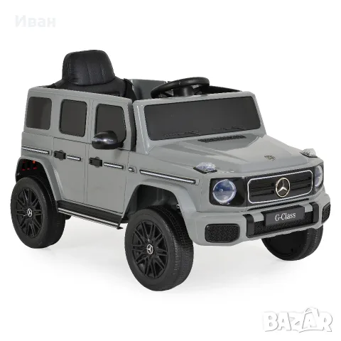 ТОП ЦЕНА!НОВО!Акумулаторен джип Mercedes-Benz G580 GREY с 12V батерия,МЕКИ ГУМИ,кожена седалка,USB