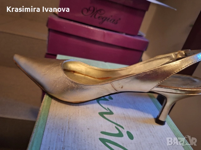 нови обувки естествена кожа цвят злато , снимка 3 - Дамски обувки на ток - 54209724