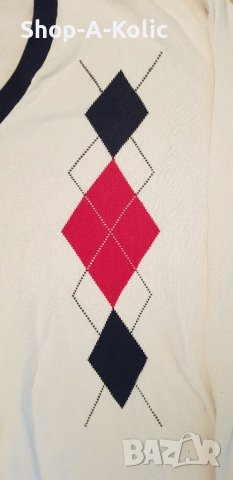 Original Vintage TOMMY HILFIGER GOLF Knitwear V-Neck Pullover, снимка 2 - Пуловери - 38314604