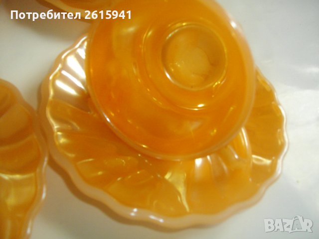 Vintage USA Archor Hocking-14 Части Нов Сервиз За Кафе-САЩ-Цвят Праскова/Сьомга, снимка 10 - Сервизи - 40031355