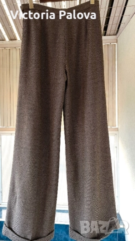 Луксозен вълнен панталон рибена кост с подплата  - премиум herringbone , снимка 5 - Панталони - 52486260