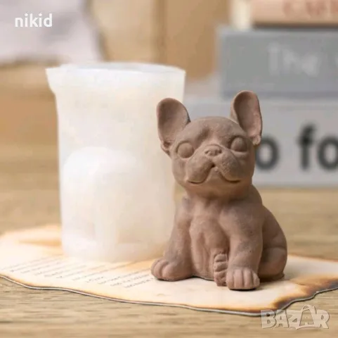 3D куче Френски Булдог силиконов молд форма декорация торта фондан шоколад гипс смола свещ