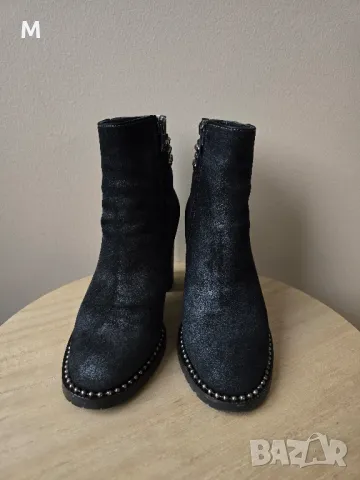 Уникални боти на GiAnni на ток от естествен материал с капси , снимка 5 - Дамски боти - 49269718