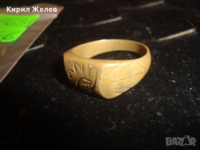 РЕТРО БРОНЗОВ ПРЪСТЕН с ПЕЧАТ за ЗЛАТО 585 14К СТАРО ДУБЛЕ ДАМСКИ ОРНАМЕНТИРАН 13631, снимка 7 - Антикварни и старинни предмети - 30287255