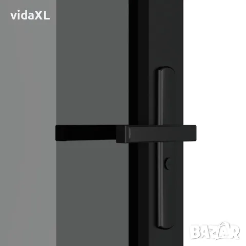 vidaXL Интериорна врата 76x201,5 см черна ESG стъкло и алуминий, снимка 5 - Входни врати - 56147178