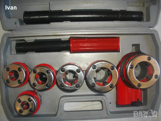 НОВ КОМПЛЕКТ РЕЗБОНАРЕЗЕН 1/4-1 1/4 ЦОЛ ВИНТОРЕЗ ПАФТА ПЛАШКА РЕЗБИ ТРЪБИ 6ГЛАВИ ДЕСНИ СТАНДАРТ BSPT, снимка 2 - Други инструменти - 48048670