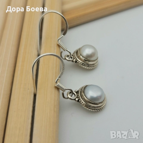 Сребърни обеци: "Луния", снимка 4 - Обеци - 52228911