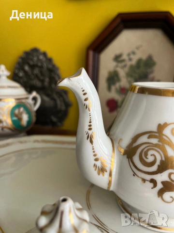 Порцеланов сервиз за двама в имперски стил Характерно за този стил е използването на богата позлата , снимка 17 - Сервизи - 54061239