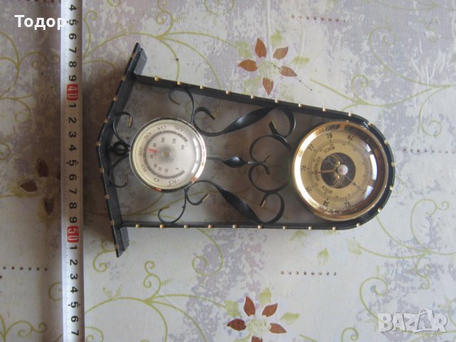 Уникален барометър с термометър кован бронз, снимка 2 - Други - 30190450
