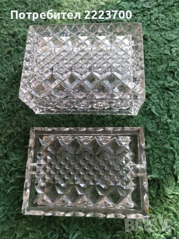 Кристален комплект от форма за ядки и пепелник , снимка 7 - Прибори за хранене, готвене и сервиране - 42225700