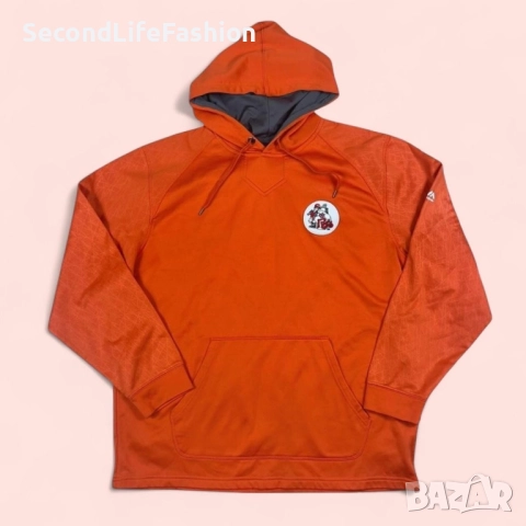 Суитшърт Majestic Rough Necks с качулка, оранжев, мъжки размер XL