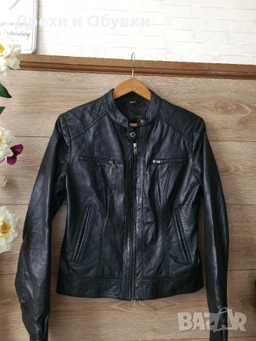 Черно яке естествена кожа HEMA , снимка 8 - Якета - 54318002