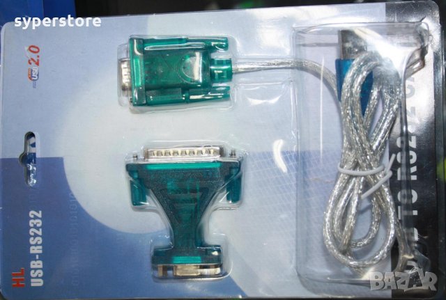 Преходник от USB порт към Com порт и LPT порт-USB TO RS232 CABLE, снимка 1 - Кабели и адаптери - 16397014