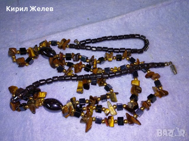 СКЪПОЦЕННО АРТ КОЛИЕ от НАТУРАЛНИ КАМЪНИ ТИГРОВО ОКО и ШЛИФОВАН ХЕМАТИТ 34633, снимка 6 - Колиета, медальони, синджири - 39200422