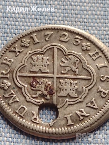 Сребърна монета 2 реала 1723г. Филип пети Сеговия Испания 13683, снимка 4 - Нумизматика и бонистика - 42900075