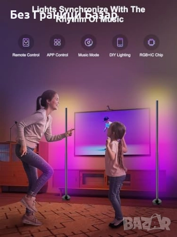 Нова RGB LED ъглова лампа 55" с APP, дистанционно и музикален синхрон, снимка 6 - Лед осветление - 51664148