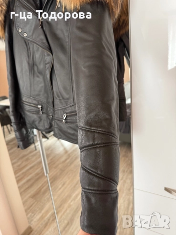 Дамско кожено яке.Естествена агнешка кожа с лисица, снимка 3 - Якета - 52209791