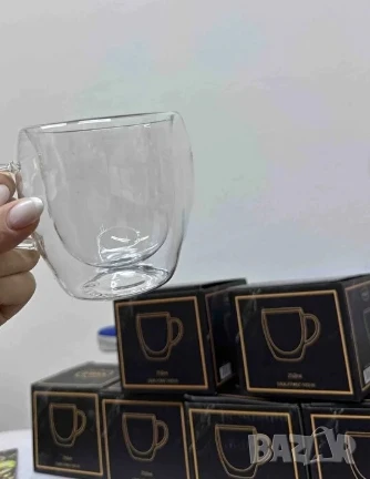 Стъклена чаша за кафе с двойно дъно 200ml, снимка 2 - Чаши - 50758551