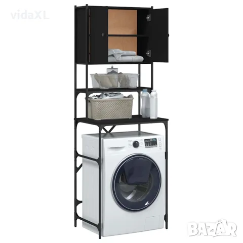 vidaXL Шкаф за пералня, черен, 68x48,5x194 см, снимка 6 - Шкафове - 56148234