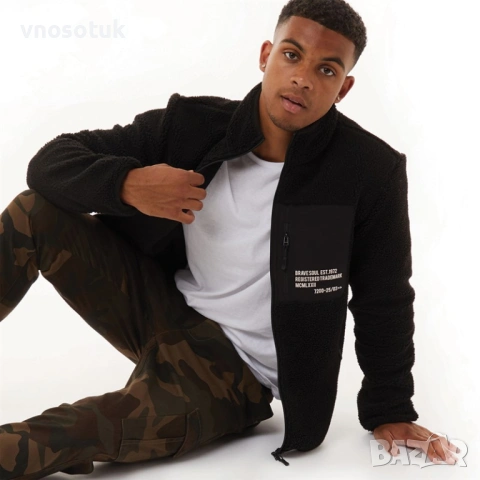 Мъжки полар с цип от Brave Soul Dragon, черно-номер S, снимка 3 - Спортни дрехи, екипи - 53281236